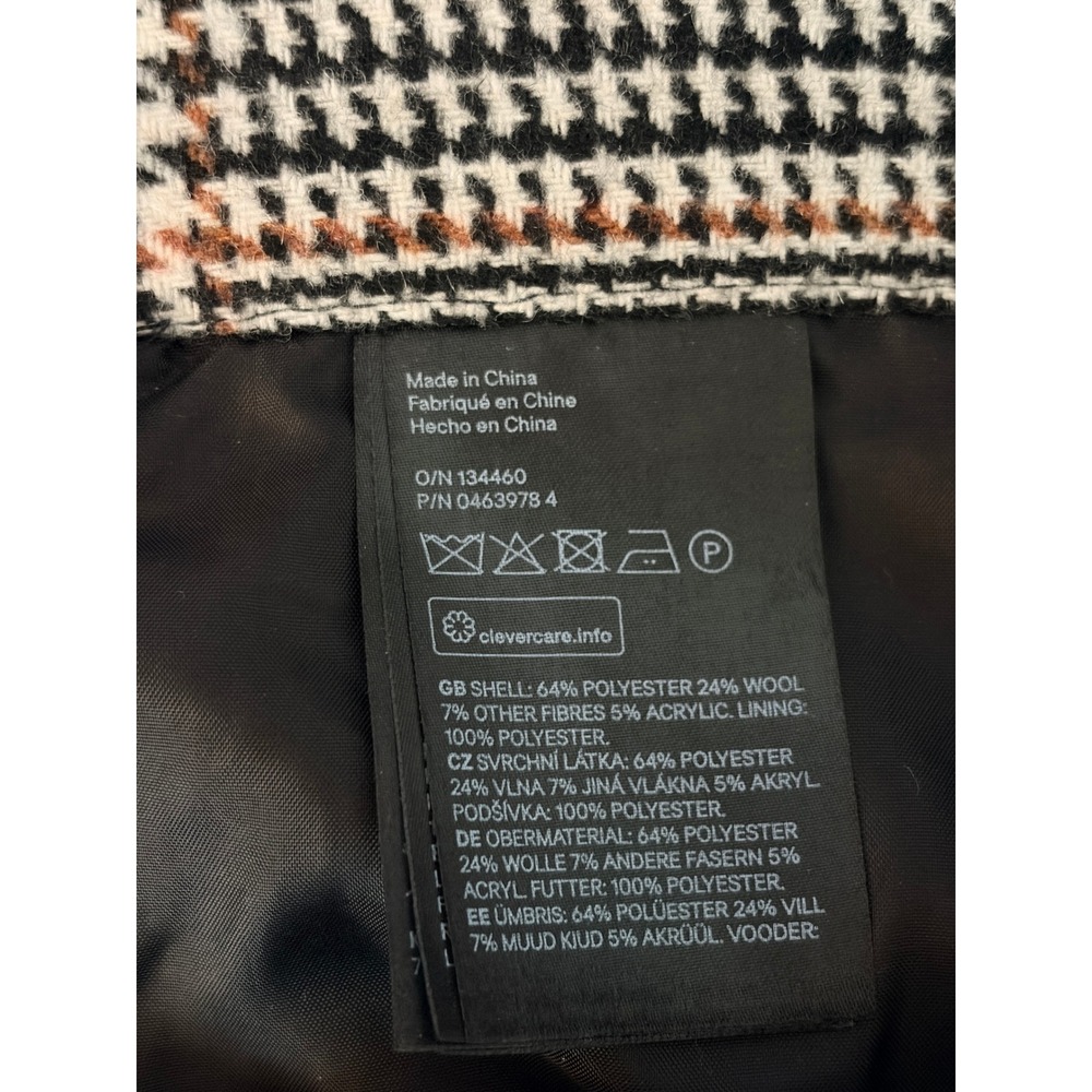 H&M Pencil Skirt 14 Black Tan Glen Plaid Midi Back Vent Academic Dark Academia - Picture 9 of 12